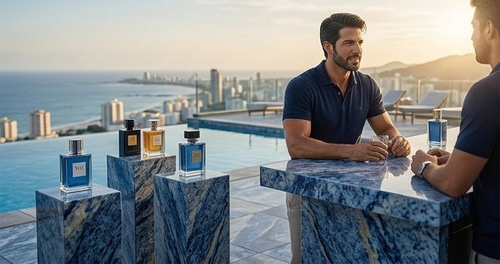 Taste numa piscina de borda infinita, de frente para o mar